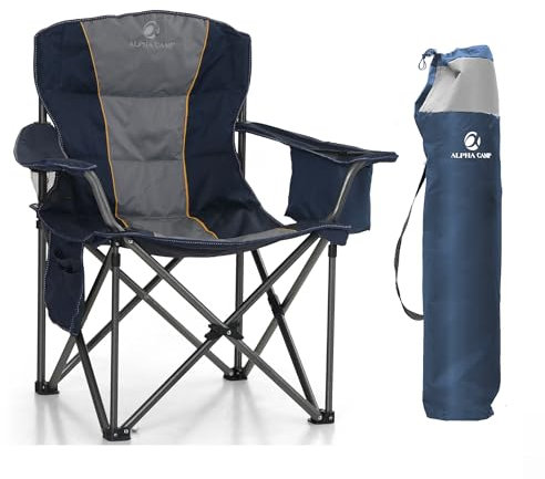LET'S CAMP Campingstuhl Übergroßer Klappstuhl Faltbar Angelstuhl mit Getränkehaltern Kühltasche Faltstuhl Outdoorstuhl aus 600D Oxford bis 200kg