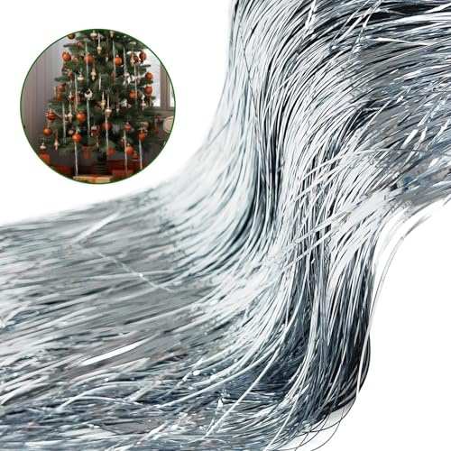 Pack of 3000 Strands Silver Christmas Icicle Tinsel Foil Fringes | 19.6 Inches, Christmas Tree Tinsel Curtain Decoration for Indoor Outdoor Winter Home New Year Eve Birthday Party Supplies