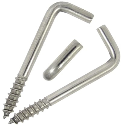 DIOS24 10 Stück Schraubhaken L-Form 3,5 x 40 mm aus Edelstahl A2 | Holzschraube gebogen, Wandhaken, Hakenschraube, Rechtwinklige Schrauben, Deckenhaken mit Holzgewinde I DIOS24®
