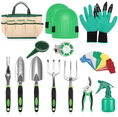 penobon Gartenwerkzeug Set, 13 Stück Edelstahl Gartengeräte Set mit Aufbewahrungstasche, Geschenke für Gärtner
