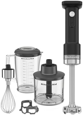 Kitchenaid Mixeur plongeant sans fil - Go Cordless - Mixeur plongeant portable avec récipient mélangeur de 700 ml - Blender puissant - Protecteur antirayure - Sans batterie - Noir