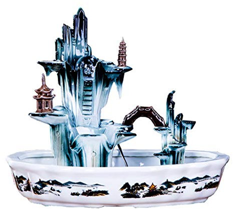 JKJZSALJ Fuente De Interior/Fuente De Agua Fuente De Agua De Mesa Interior De Cerámica De 15De Alto En Cascada para Mesa, Escritorio, Oficina, Dormitorio En Casa, Fuentes De Agua De Mesa Verdes