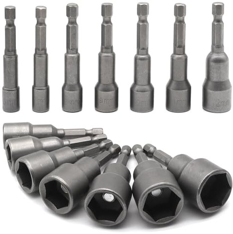 SyiXute 14 Piezas Llave de Impacto Magnética,Llaves de vaso para Taladro 6-19mm,Magnéticas Llaves de Vaso para Taladro,1/4 Llave de Vaso Magnética para Taladro para Electric Screwdriver Handle Tools