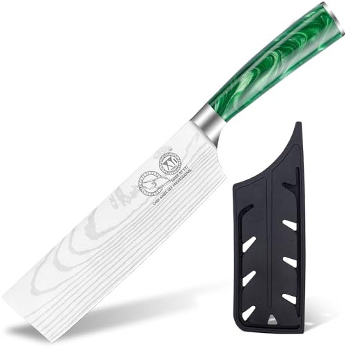 XYJ Autentico dal 1986, coltello da cucina da 7 pollici, coltello Nakiri giapponese, carne taglierina per tagliare carne, posate da cucina in acciaio inossidabile, manico in resina