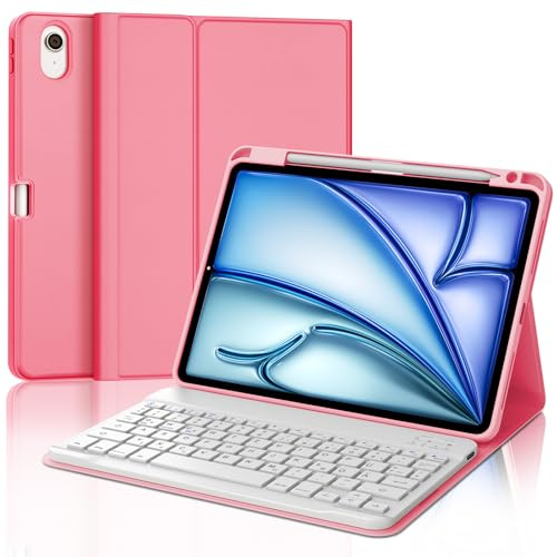 FOGARI Funda con Teclado para iPad Air 11 M2/M3 2024/2025, Español Ñ Bluetooth Desmontable Teclado para iPad Air 11'' M2/M3 2024/2025, Rojo
