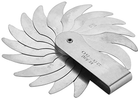 NDNCZDHC Edelstahl-Radiusmessgerät, tragbares konkav-konvexes externes Innenbogen-Messwerkzeug zur Überprüfung des Radius von Werkzeugen (R25-50MM)