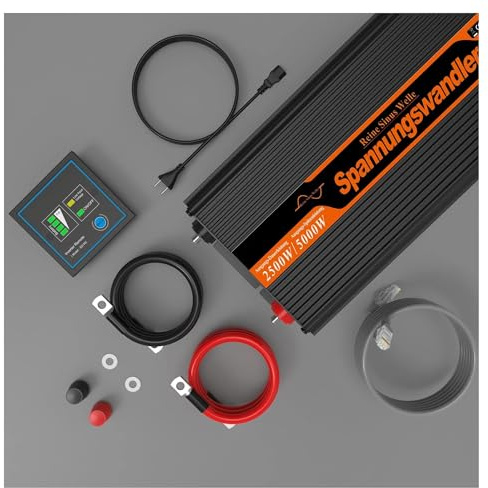 Onduleur Onduleur Chargeur 2500W 12V DC À 220V 230V AC Transformateur À Onde Sinusoïdale 2,5 KW pour Système Solaire Voiture Et Maison Prise Allemande Convertisseur Tension