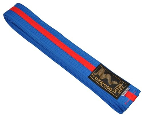 TEKKA BUDO Kampfsport Gürtel mit Mittelstreifen 2-farbig - Budogürtel, Karate, Judo, Taekwondo, Ju-Jutsu - Länge 240 bis 330 cm