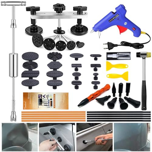 Manelord Debosselage,Ventouse Carrosserie et Kit Debosselage sans Peinture avec Pistolet à Colle, Debosselage Carrosserie, pour Voiture, Réfrigérateur, Moto Corps, Porte