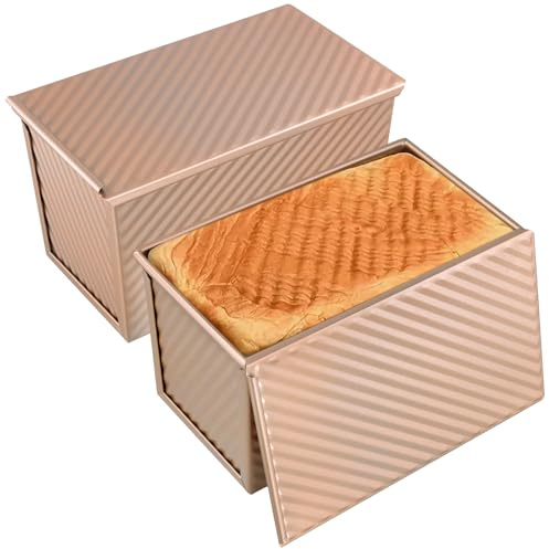 MUNGHOK 2 stycken rostat bröd bakform med lock 550 g, rostat bakform djup, non-stick bröd låda för bakning rostat bröd tårta