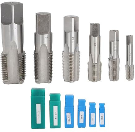 6-teiliges NPT-Rohrgewindebohrer-Set, Gewinde HSS für Klempner, Industrie, Heimwerker, mit Aufbewahrungsbox 1 8 27 1 4 18 3 8 18 1 2 14 3 4 14 1 11,5