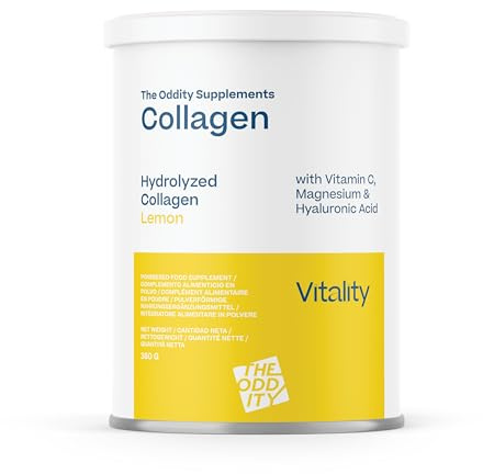 Colágeno con Magnesio, Vitmina C y Ácido Hialurónico | Sabor Limon, 360g | 36 dosis | Cabello, Uñas, Tendones, Ligamentos, músculos y articulaciónes | Formato Ahorro | The Oddity Supplements