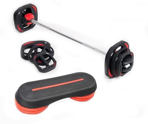 Smart Pump Barbell Set, 20/25/30/40kg Weights Bundle, Adjustable Step with Rotating Bar