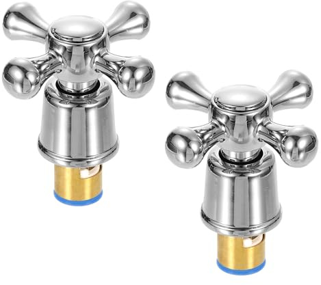 QUARKZMAN 2 Pezzi Manopole Doccia Manopola Rubinetto Freddo in Lega Argento | Maniglie Rubinetto a Croce, Sostituzione per Cucina Doccia Vasca, Manopola Rubinetto