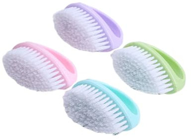 minkissy 4pcs Laundry Brush Multifunctional Cleaning Brush Bristle Plastic Handle Non-slip Design for Scrubbing Clothes in Bathroom Laundry