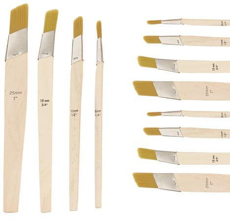 Fitch Paint Brush Set – 8pcs Small Paint Brushes (0.25” 0.5” 0.75” 1”) – Angled Cutting In Paint Brush for Edging, Skirting Boards, Radiators – Thin Paint Brushes for Gloss, Latex, and Decorating