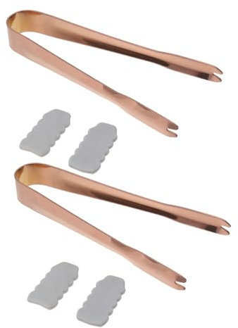 Gatuida 2pcs Stainless Steel Ice Cube Tongs for Kitchen Cooking Multi-Purpose Food Tongs Slip Rose Gold