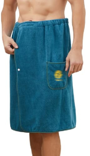 IBLUELOVER Saunakilt Herren Saunahandtuch mit Klettverschluss Saunasarong Weiches Badetuch Handtuch Männer Frottee Kilt verstellbar schnelltrocknend Strandtuch