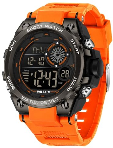 GBB Montre de sport militaire numérique étanche pour homme avec alarme/chronomètre, rétro-éclairage LED, montre décontractée pour homme