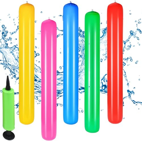 5 Stück Schwimmnudel, Poolnudel, 105cm Aufblasbare Schwimmnudel Mit Pumpe, Pool Spielzeug Für Kinder Und Erwachsene