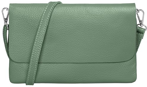 Caspar Elegante Leder Clutch Damen Umhängetasche Abendtasche mit verstellbarem Schultergurt - CLASSIC LINE - Modell No.835 - Made in Italy