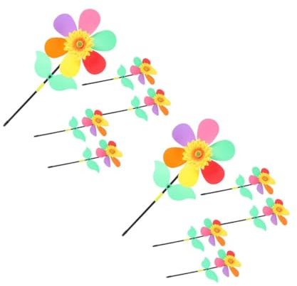 HYTROVE 10pièces Ventilateur De Jardin Forme De Tournesol Jouet Rotatif pour Garçon Fille Décoration De Jardin Couleurs Aléatoires