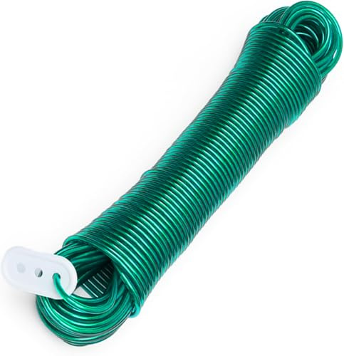 Sixstore Wäscheleine aus Stahl mit PVC-Ummantelung, 50 m Wäscheleinen für draußen, 200 kg Zugkraft, Starke Wäscheleine, Kordeldraht, verrottungs- und schimmelresistent, robuste Wäscheleinen für den