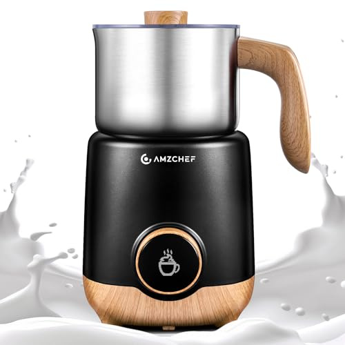 AMZCHEF 21 oz 8-in-1 Milk Frother, 550W Split Stainless Steel Automatic Steamer, Milk Warmer for Latte, Cappuccino, Hot Chocolate, Hot/Cold Froth, Heated Milk & Baby Food, Black
