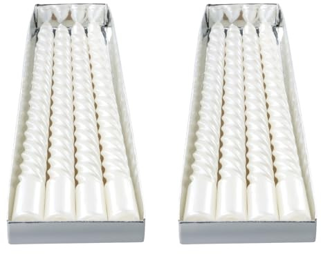 8 Pcs White Twisted Taper Candles, 20 cm Long Dinner Candles, Unscented Smokeless Candle Set for Valentine’s Day, Christmas, Birthday Party Decoration