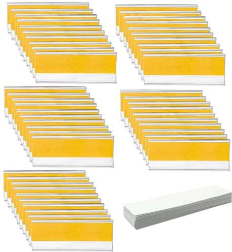 Zcbzbn 50 Stück Selbstklebende Etikettenhalter Transparent (2,5x7,6 cm) – Preislabelhalter für Supermärkte, Büros, Regale