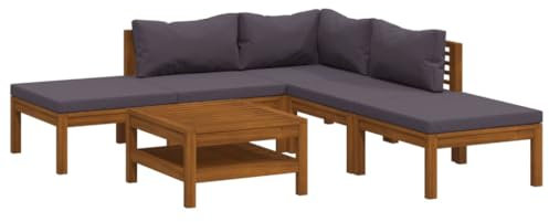 Eleganz 6-TLG. Garten-Lounge-Set aus Massivholz Akazie | Outdoor-Möbel für Terrasse & Garten | Wetterfest & Langlebig | Bequeme Polsterauflage | Modernes Design
