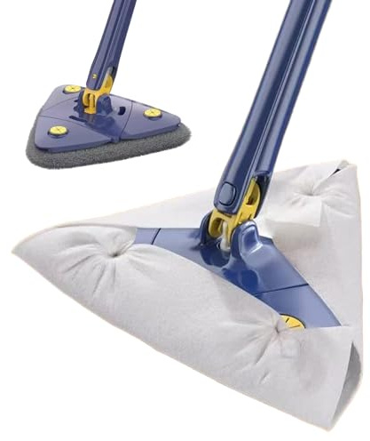 Trapeador triangular con mango largo, extensible giratorio de 360 grados, suministros de limpieza para ventanas y techos