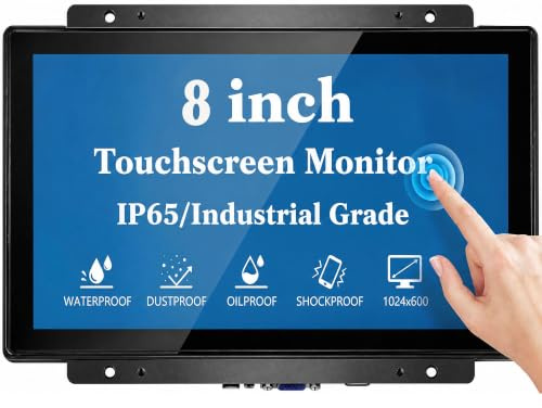 RIUIIN 8 Open Frame Touch Screen Capacitive Monitor, 1024 x 768 Resolution Industrial Touchscreen, 4:3 Aspect Ratio, Waterproof, IP65, VESA+Mount