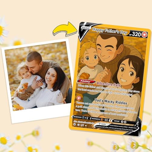 SHWorkshop Personalisierte Foto-Pokekarte – benutzerdefinierte Poke-Karten mit Foto-Namentext, Spielkarten für Vater, geeignet für die Platzierung in der Brieftasche oder im Auto, Sonnenblende, 6,2 x
