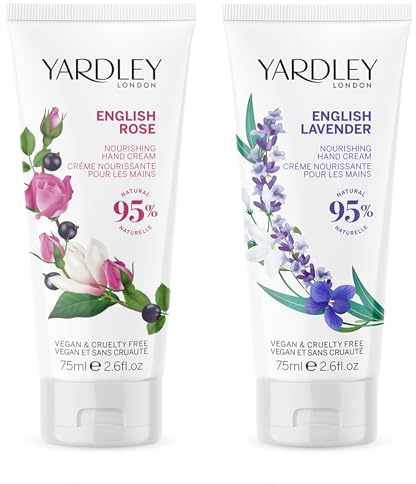 Yardley London Hand Cream Gift Set, English Lavender & Rose, Fast-Absorbing Mini Hand Creams, Soft Hands & Nail Care, Nourishing & Conditioning, 158g