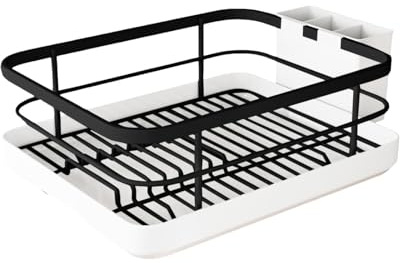 Générique Egouttoir Vaisselle en Acier INOX sur Evier, Égouttoir à Vaisselle Peu encombrant avec Plateau, Panier à Couverts Amovible, Bac d'Egouttage, Accessoire Cuisine Facile à Nettoyer