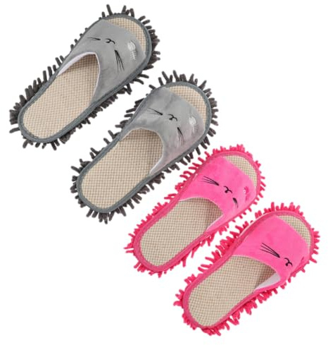 AKOOSY Pantoufles Balai à Poussière Dessin Animé Chenille, Chaussures Serpillère Lavables, Taille S/m, Unisexes, pour Nettoyage des Sols Domestiques