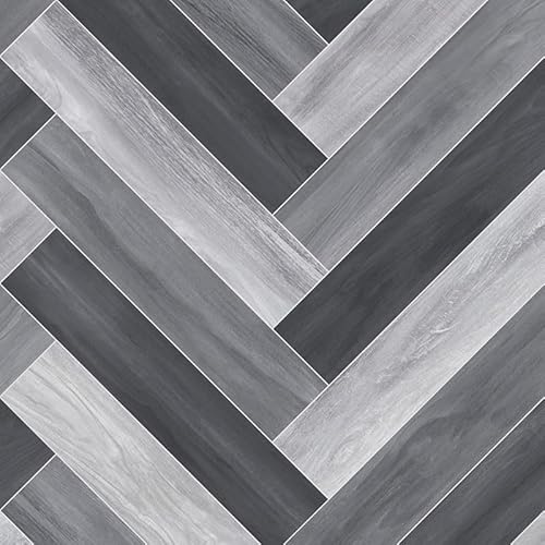 Venice Tile 990D Grey Wood Herringbone Effect Turbo Vinyl Flooring | - 4m x 1.5m (13ft1 x 4ft11)