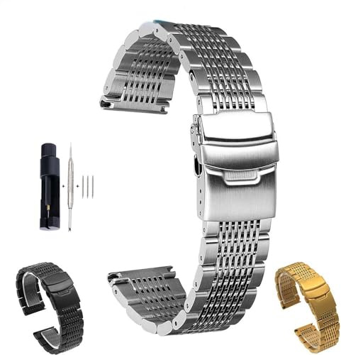 STRACHES DE Montrer 18 mm 20 mm 22 mm 24 mm Bande de Bande en Acier Inoxydable Bracelets de Bracelet Boucle brossée/brossage Brosse