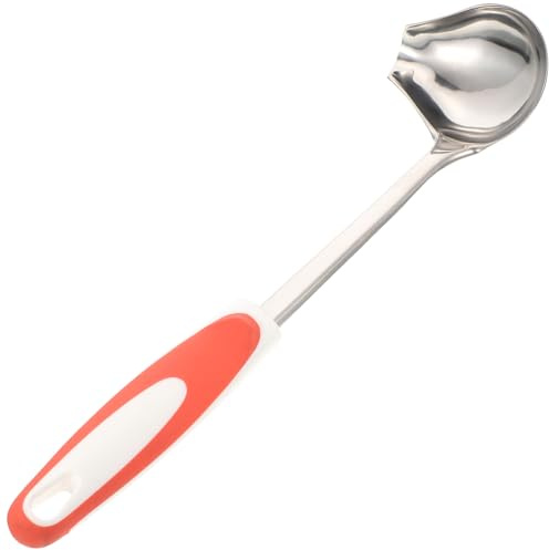 BESPORTBLE Cucchiaio per Salsa con Beccuccio Versatore in Acciaio con Manico Ergonomico Mestolo per Condimenti e Sughi da Cucina Cucchiaio Piccolo Antiscivolo per Ristoranti e Uso