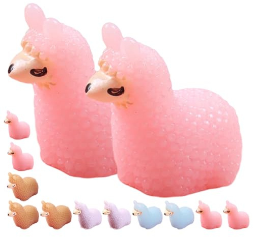 BESPORTBLE Lot de 15 Figurines d'animaux Miniatures Alpaga en Résine Colorée, Décoration Jardin et Maison de Poupée, Petite Taille, Style Cartoon Amusant, Couleur Aléatoire Style Aléatoire