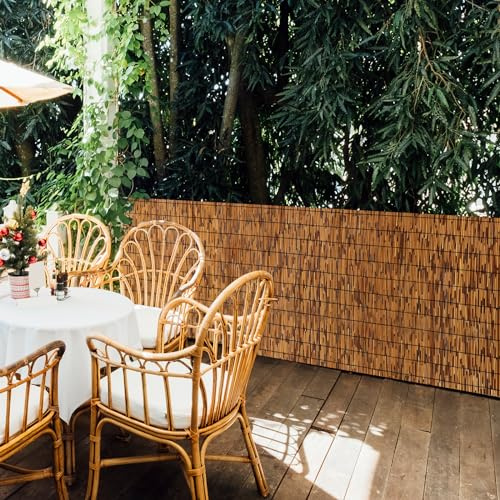 FENRUNXU Natural Bamboo Reed Fence,6FT X 13FT Reed Fencing Bamboo Fencing 6FT High Outdoor Privacy Reed Screening for Garden,Balcony,Backyard,Patio(Brown)