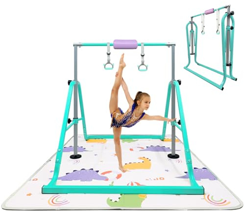 HomeSun Gymnastikstange Kinder mit Verstellbarer Höhen 80-130cm Gymnastics Bars Faltbarer Turnreck Stabil Reckstange Outdoor Indoor Trainingsstange