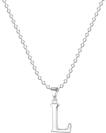 Jokmeo Collar con Letra Inicial L de Plata de Ley 925, fino collar colgante de letra plateada, perfecto para el uso diario de la mujer.
