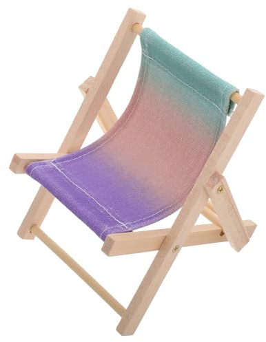 Soporte para Teléfono Silla de Playa Plegable Miniatura de Madera | Modelo Divertido para Escritorio, Accesorio Portátil y Plegable, Útil como Adorno de Oficina y Foto
