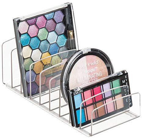 mDesign Kosmetik Organizer aus Kunststoff – Make-up Organizer mit 9 Steckplätzen – Aufbewahrungsbox für den Waschtisch, Schminktisch oder Schrank – durchsichtig