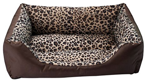 LvRao Haustier Haus, Katzenbett, Haustierbett, Rechteckig Atmungsaktiv Hundekissen, Hundebett, Hundekorb Katzen (Leopard, 45 * 37 * 12CM)