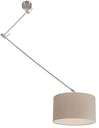 Qazqa Esstisch Modern Pendelleuchte, Pendellampe - Blitz - Taupe, Rund, 100cm, Ideal als Esszimmerlampe, Flur, Küche lampe, Schlafzimmerlampe und Wohnzimmerlampe