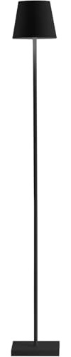 Zafferano, Poldina Lampe L, Kabellose, Wiederaufladbare Stehlampe mit Touch Control, Geeignet für Wohnzimmer und Außenbereich, Dimmer, 2200-3000 K, Höhenverstellbar 52-122 cm, Farbe Dunkelgrau