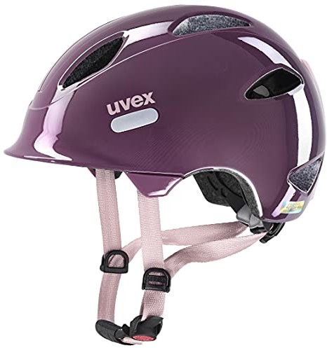 uvex OYO - Leichter Fahrradhelm für Kinder - intergierter Seitenschutz - erweiterbar mit LED-Licht - Plum - dust Rose - 45-50 cm